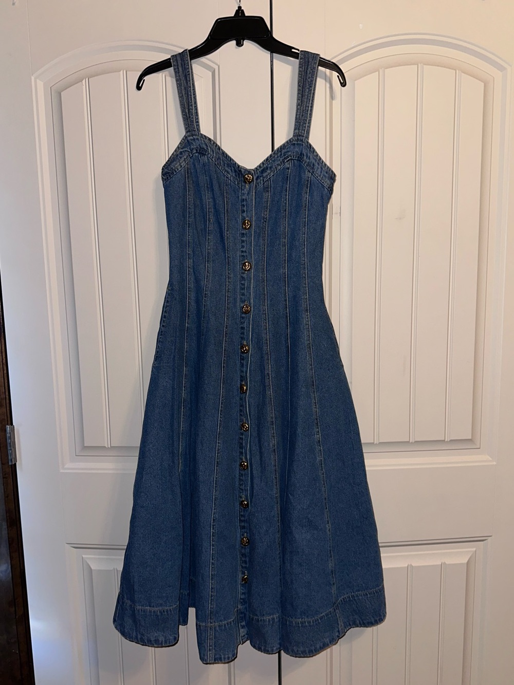 QUIET MOMENTS DARK WASH DENIM MIDI DRESS - Picture 4 of 10